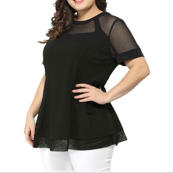 Agnes Orinda Juniors Plus Size Lace Swing Mesh Top - Picture 1 of 10